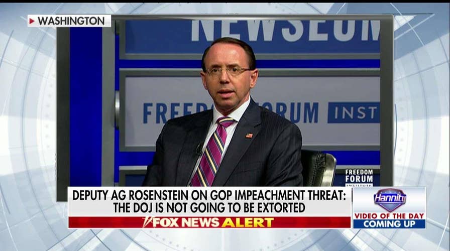 Hannity Blasts Rosenstein Over Trump, Clinton Probes