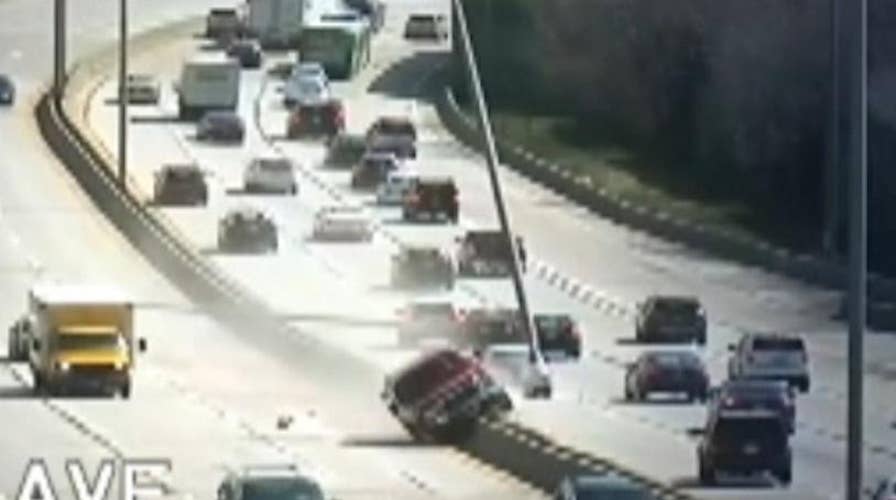 Shocking video: Suspected drunk driver mows down light poles