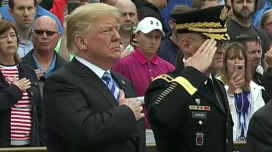 Trump marks Memorial Day with service at Arlington Cemetery