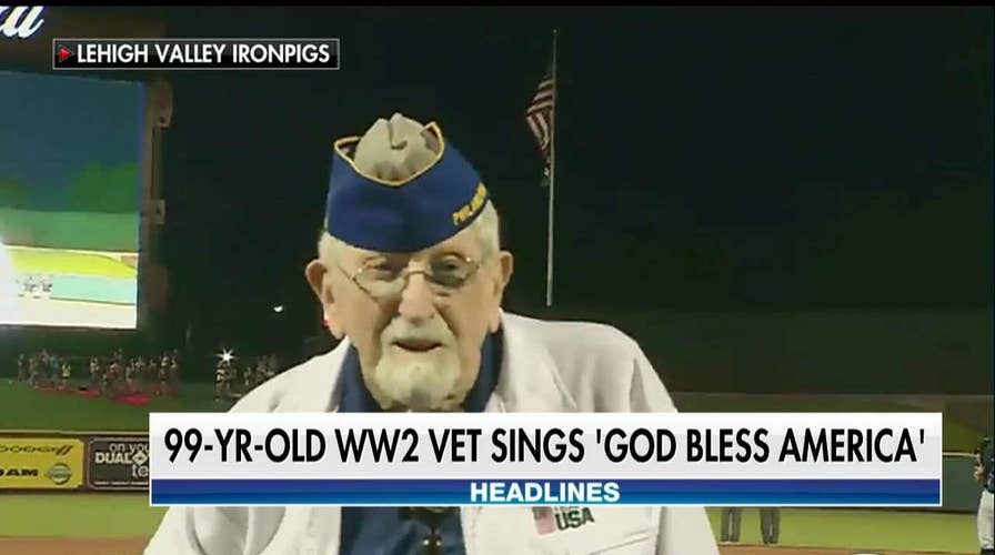 99-Year-Old World War II Veteran Sings 'God Bless America' at Minor League Baseball Game