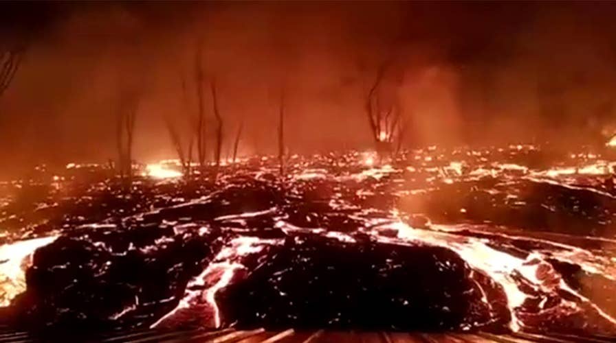 Molten lava explodes barrel of gasoline outside Hawaii home