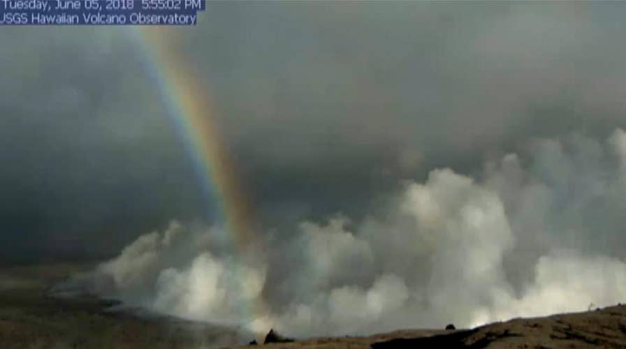 Rainbow spotted on Kilauea Volcano livestream