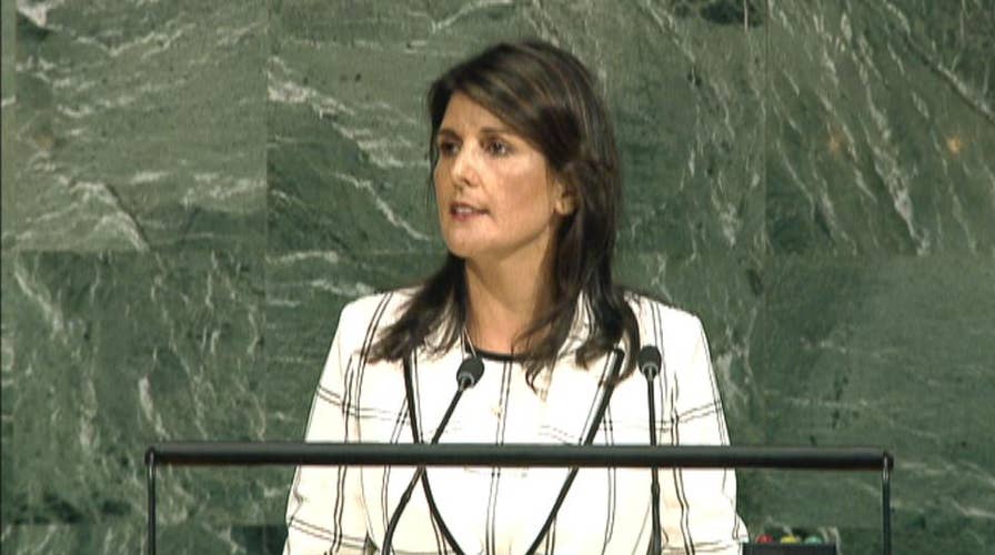 Nikki Haley speaks at the United Nations General Assembly