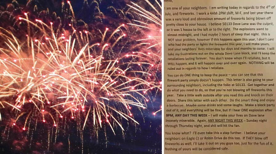Anonymous person threatens neighborhood over fireworks 