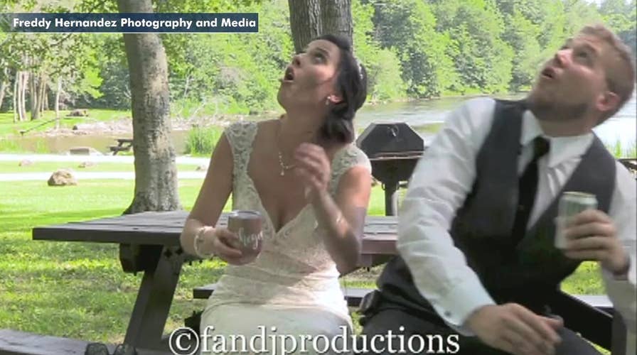 Look out below! Tree branch nearly falls on newlyweds