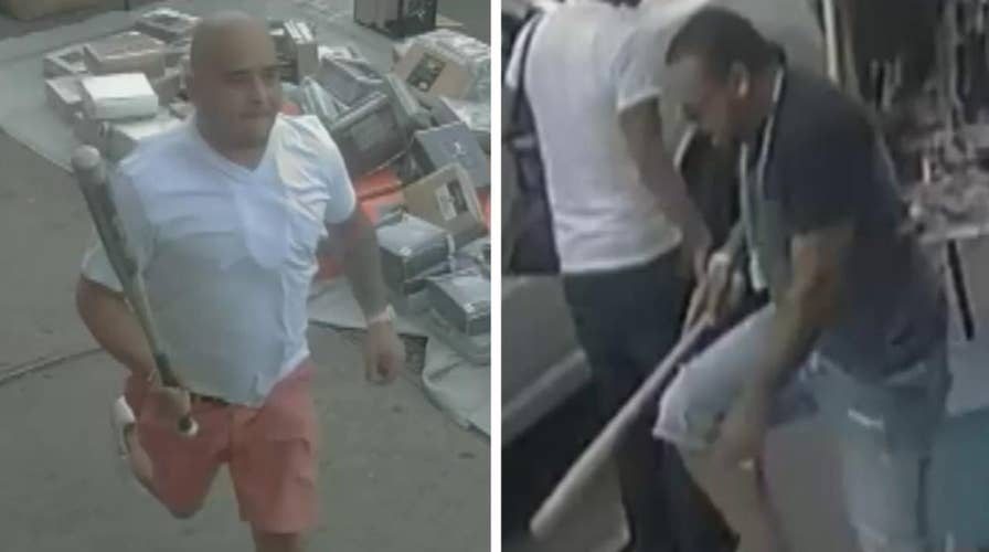NYPD seeks two men after vicious bat assault caught on tape