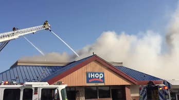 Texas IHOP roof collapses from raging fire