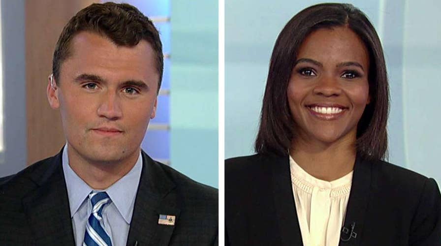 Antifa protesters accost conservatives Charlie Kirk and Candace