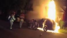 Wisconsin firefighters rush to rescue man trapped in burning van, dramatic video shows
