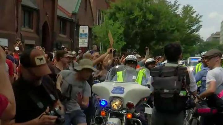 White nationalist protesters arrive in Washington DC