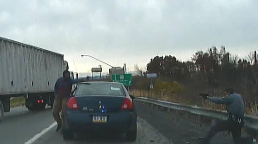 Dash cam video: Shootout between suspect and state police