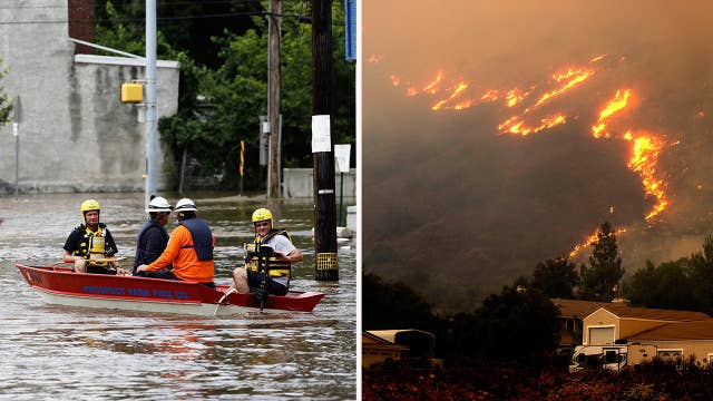 Flooding swamps Northeast homes as Western wildfires burn