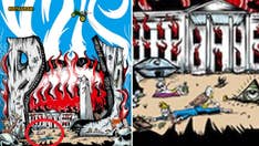 Pearl Jam defends poster showing eagle pecking Trump's corpse, burning White House