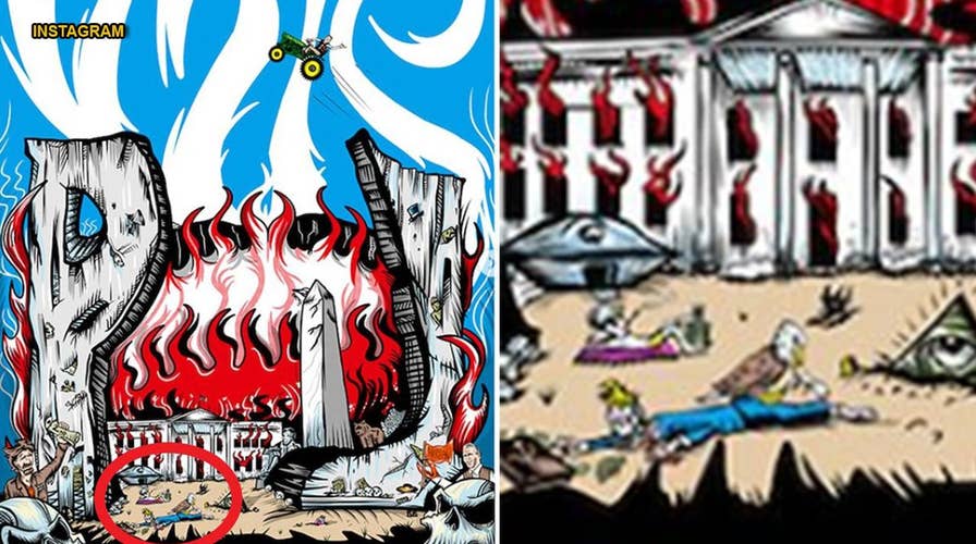 Pearl Jam poster depicts Trump's corpse, burning White House