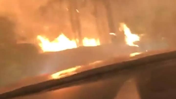 Raw video: Hikers escape wildfire by driving through it