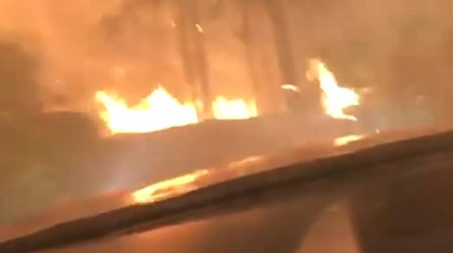 Raw video: Hikers escape wildfire by driving through it