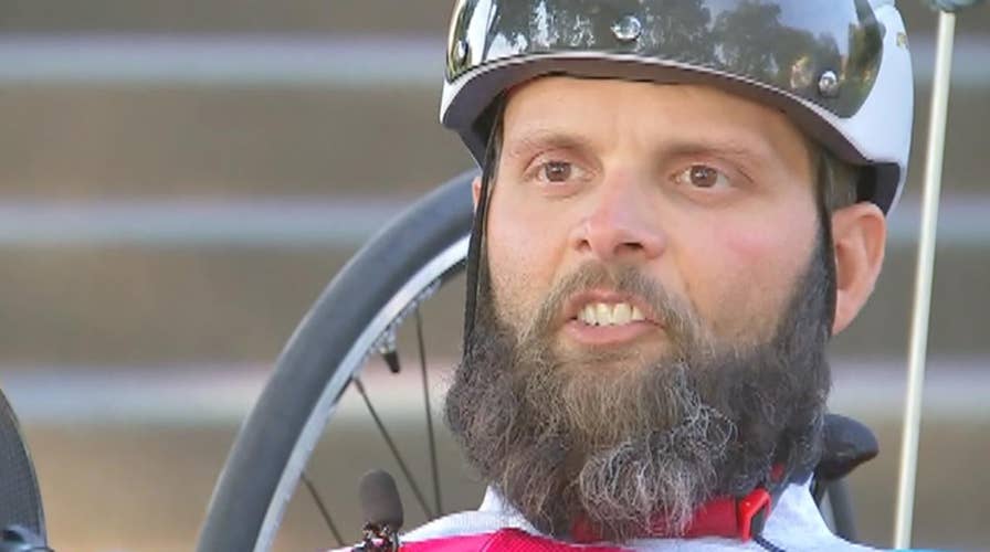 Raw video: Paralyzed veteran hand-cycles 1,500 miles