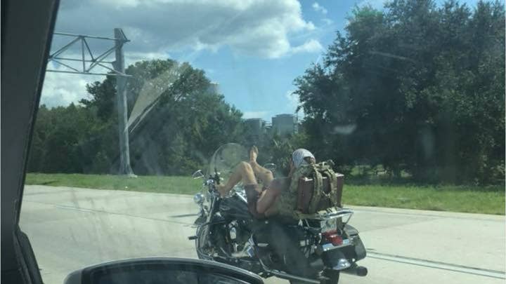 Florida resident captures video of motorcyclist steering with feet