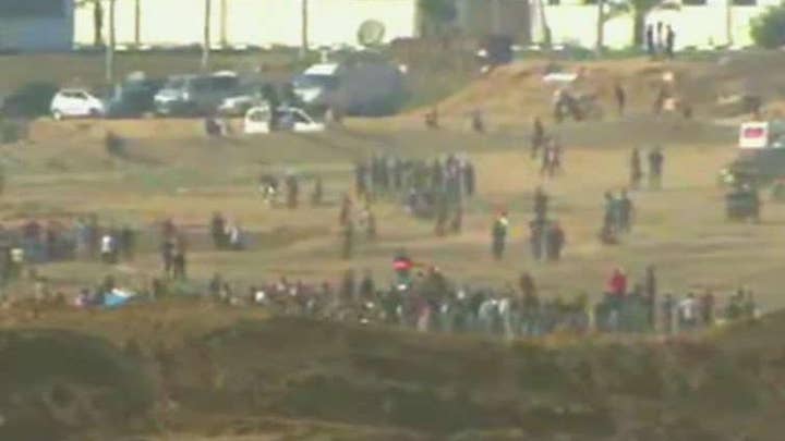 Palestinians protest along Israel-Gaza border