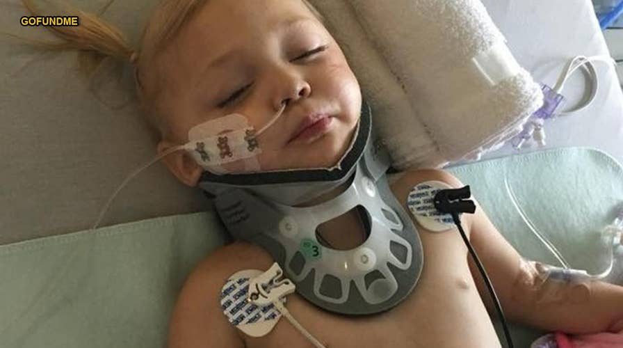 Toddler left partially paralyzed after freak accident