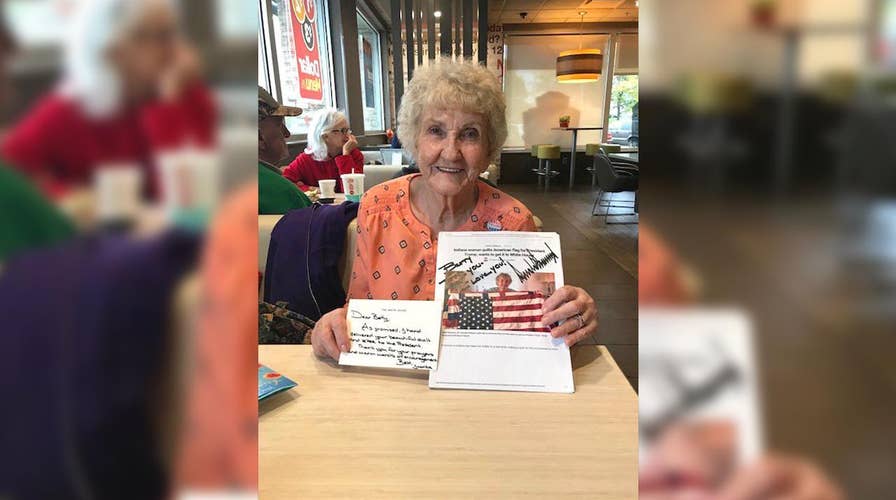 84-year-old’s flag quilt charms President Trump