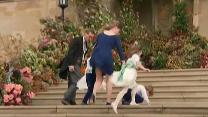 Royal children battle wind at Princess Eugenie's wedding