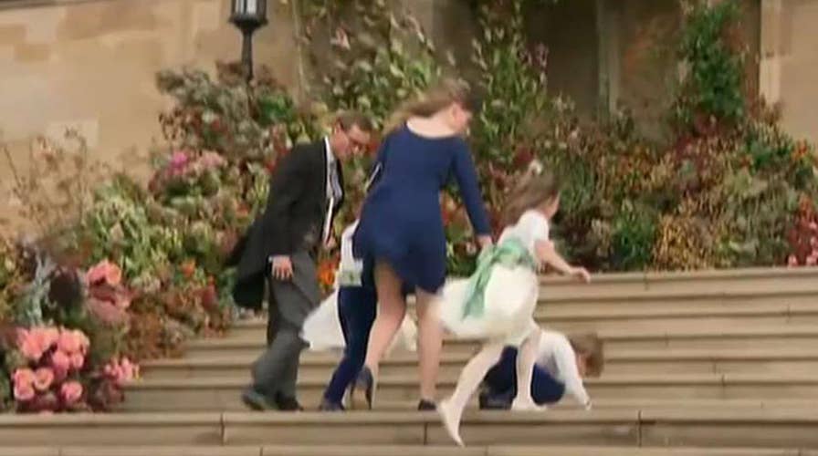 Royal children battle wind at Princess Eugenie's wedding