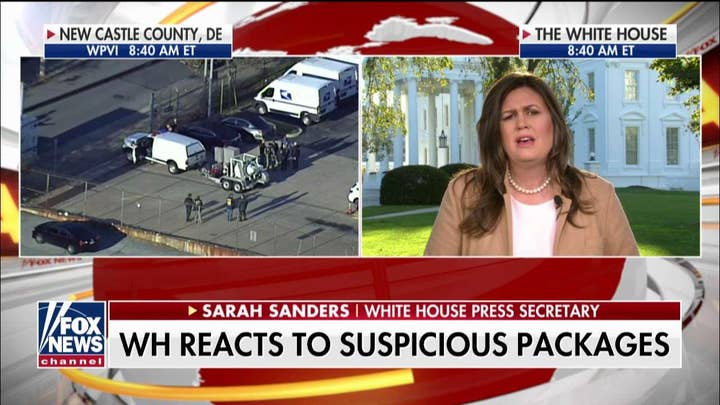 Sarah Sanders on CNN blaming Trump for suspicious packages.