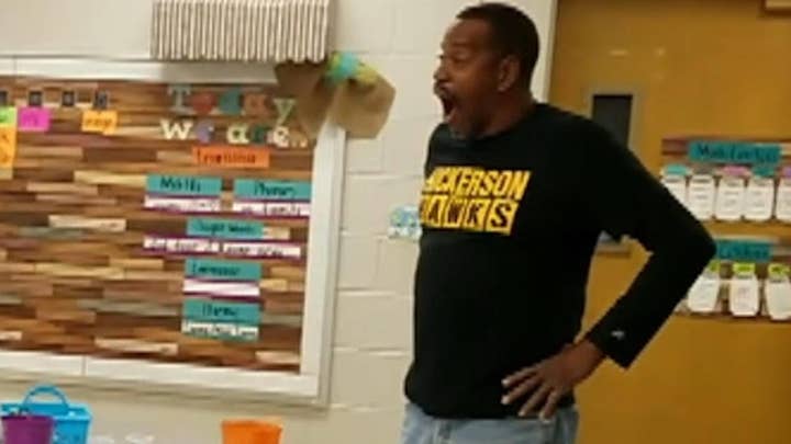 Kindergarteners surprise teacher on his birthday