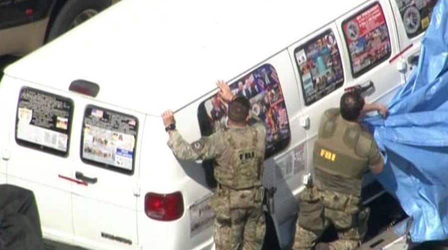 Mail bomb suspect's van covered in political stickers