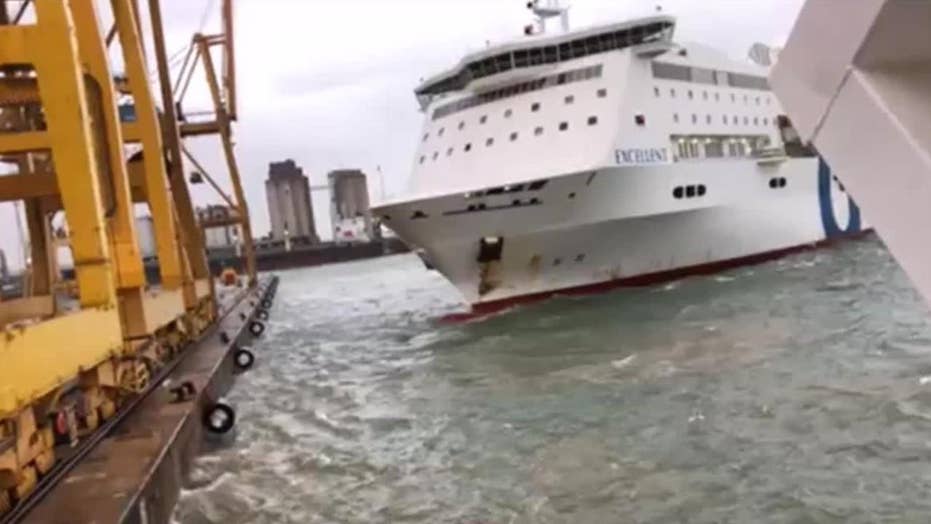 Ferry Slams Into Crane In Barcelona Port Sparking Fire In Shocking