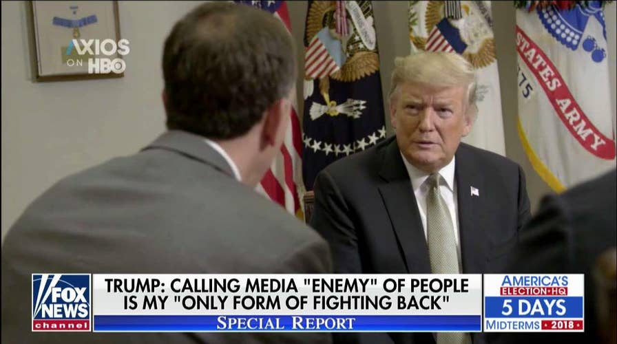 Trump pressed on 'enemy of the people' rhetoric.