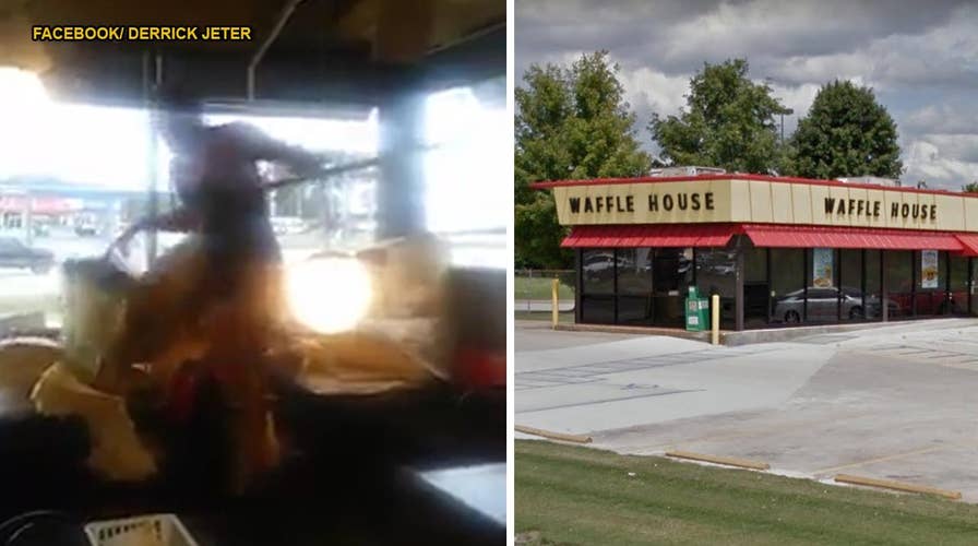 WILD VIDEO: Man falls through Waffle House ceiling, fights with patrons