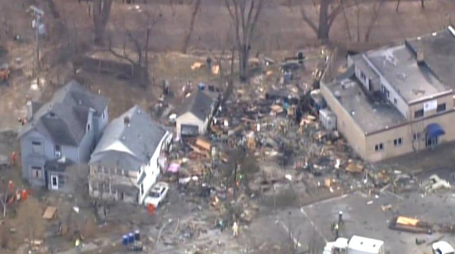 Aerial footage shows destruction from house explosion