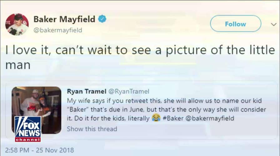 Cleveland Browns QB Mayfield Helps Fan Convince Wife to Name Baby 'Baker'