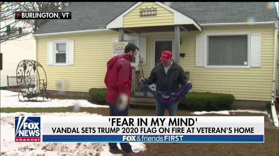 'There's Fear in My Mind': Veteran Claims Vandal Burned ‘TRUMP 2020’ Flag, Left It on Porch