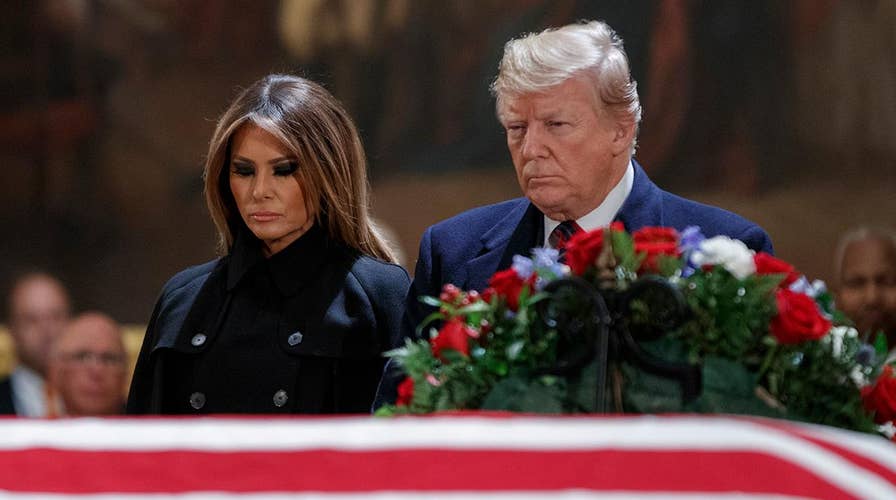 President Trump, first lady pay respects to George H.W. Bush