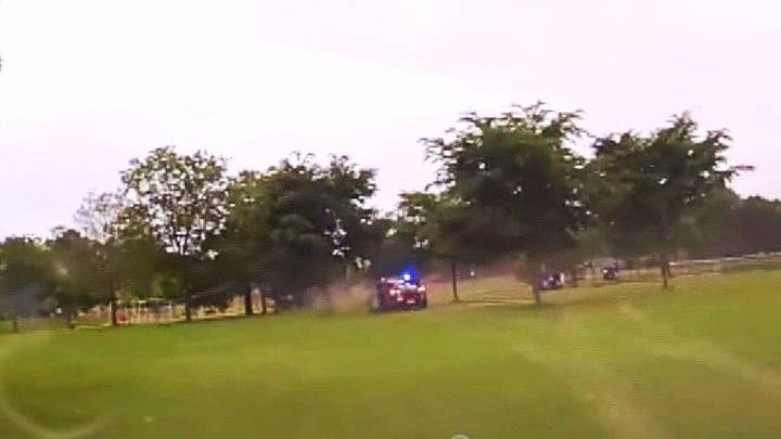 Police dashcam video shows driver crashing into playground