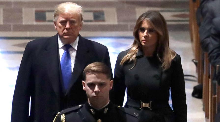 Trumps greet Obamas at President George H.W. Bush's funeral