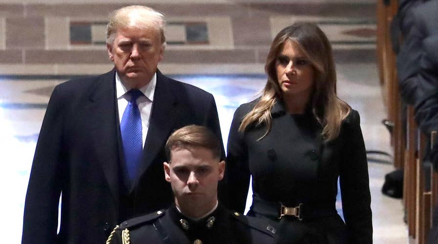 Trumps greet Obamas at President George H.W. Bush's funeral