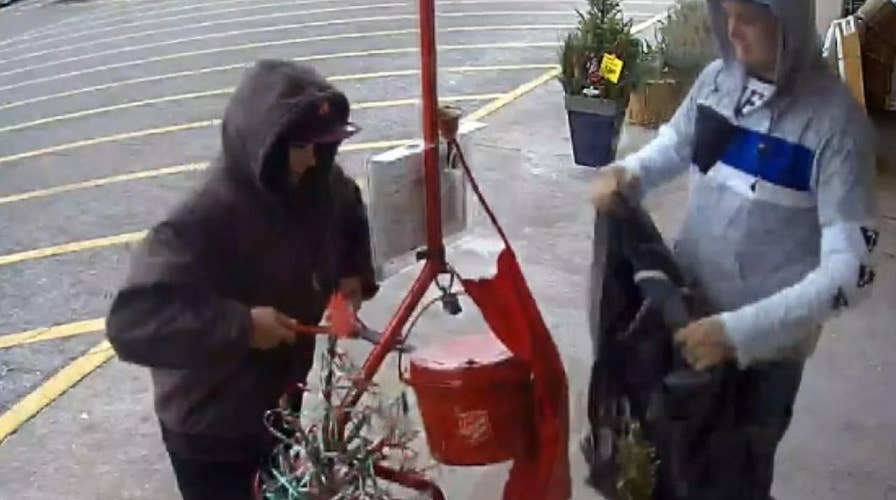 Salvation Army donation kettle stolen by two grinches