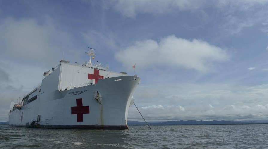 Floating US Navy hospital ship treating Venezuelan migrants