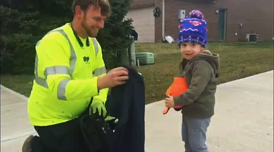 2-Year-Old gets suprise swag bag from favorite trash man