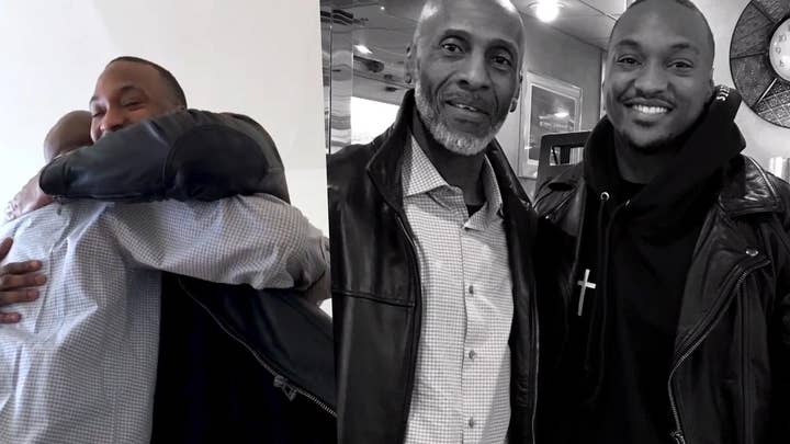Pastor surprises church with emotional embrace of his biological father