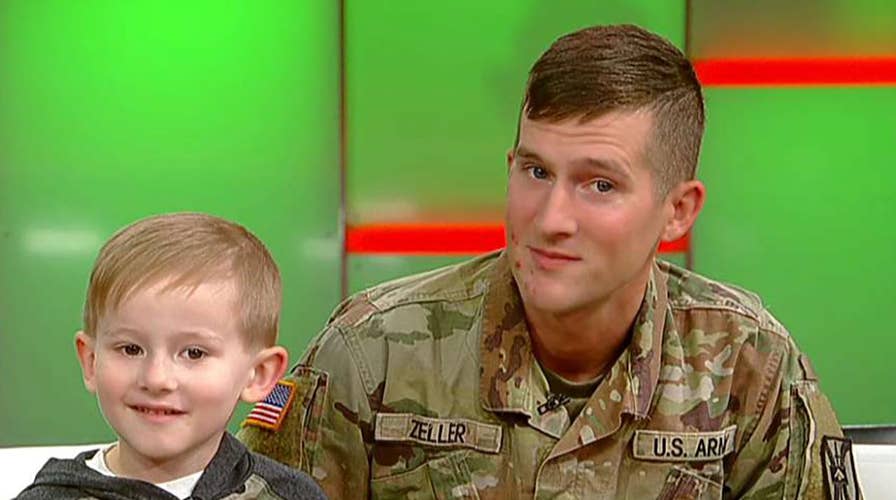 Santa Claus grants 6-year-old boy's Christmas wish as Army dad surprises his son at school assembly