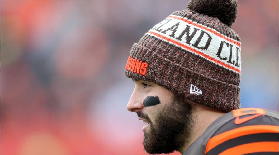 Cleveland Browns' Baker Mayfield appears to stare down former coach Hue Jackson