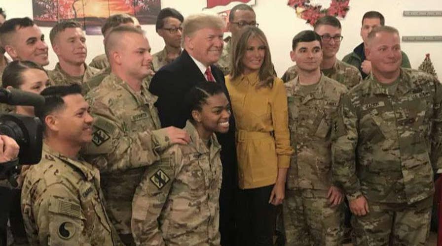 President Trump and first lady Melania Trump makes surprise visit with with U.S. troops and senior military leadership in Iraq