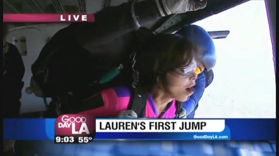 Watch: Jeff Bezos' reported girlfriend Lauren Sanchez jumps out of a plane while co-hosting 'Good Day LA'