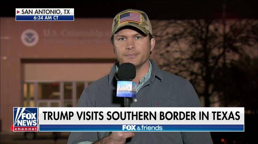 Hegseth visits with Texans as President Trump goes to border.