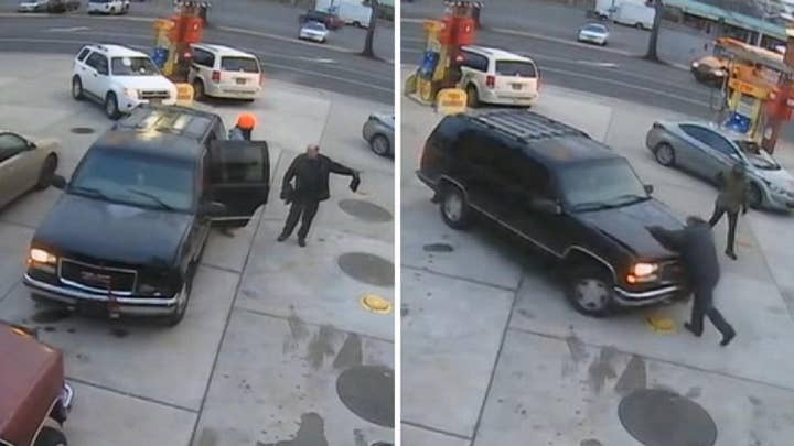 Police release video showing the moments before a man was struck and killed by an SUV at a gas station in New York